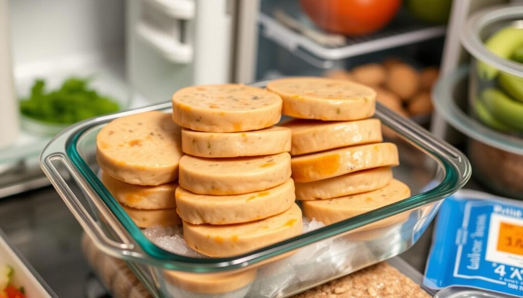 how to store chicken sausage patties