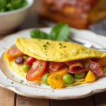 Bacon, Bell Pepper, and Vegan Cheese Omelette Recipe: A Flavorful Vegan Twist on a Classic Dish